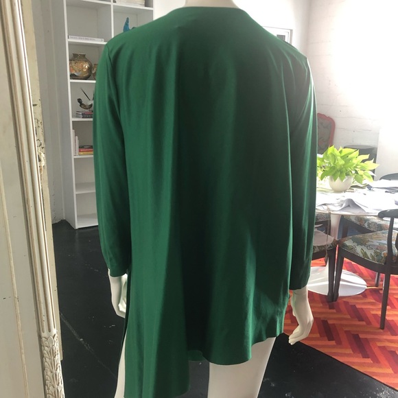 COS Emerald Green Asymmetric 3/4 sleeve cotton top - Picture 3 of 4